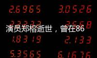 演员郑榕逝世	，曾在86版电视剧《西游记》中扮演太上老君